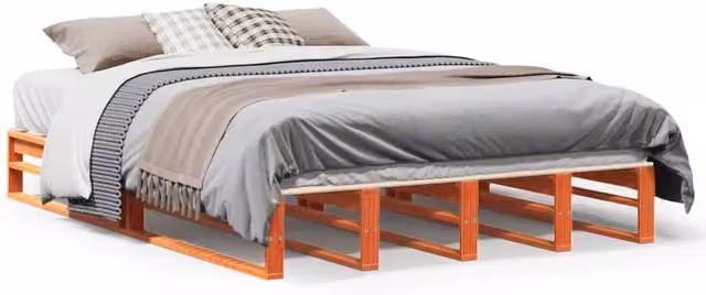 Berkfield Home Small Double Solid Wood Pine Bed Frame in Wax Brown, W/D/H: 120 x 200 cm – 1