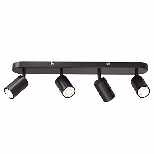 B.K.Licht Black Metal Ceiling Spotlight Bar with 4 Adjustable GU10 Sockets – 1