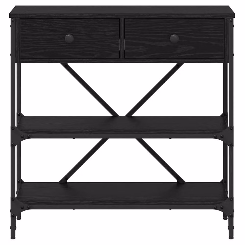 Berkfield Home Modern Black Oak Console Table with X-Frame, W/D/H: 75 x 34.5 x 75 cm – 6