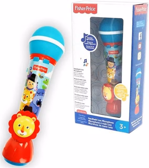 Fisher-Price Lion Microphone with Built-in Speaker in Blue and Multicolour