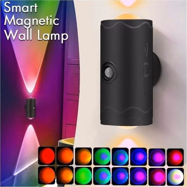 SPETLEK Black RGB LED Motion Sensor Night Light with 2x USB Rechargeable Batteries