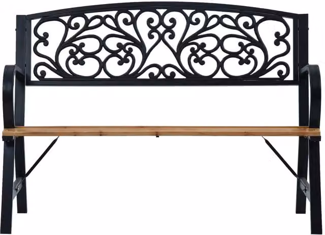 Berkfield Home Vintage Wood and Metal Garden Bench in Black, Width: 120 cm – 1
