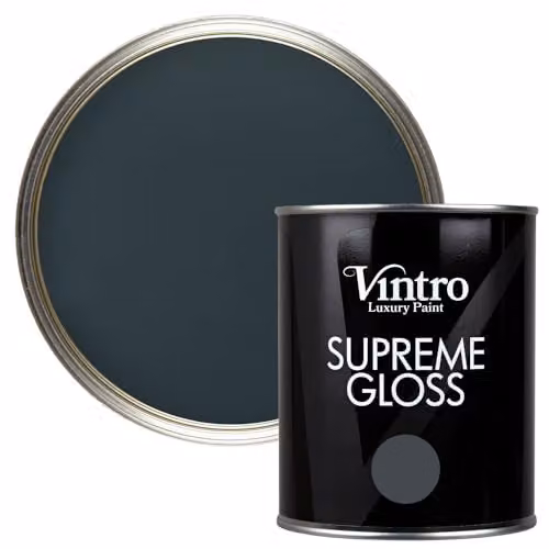 Vintro High Gloss Water Based Paint for Interior and Exterior Use on Walls, Wood and Trim, Lowry Grey, 1 l
