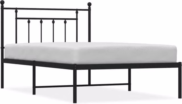 Berkfield Home Metal Bed Frame with Headboard in Black, W: 107 cm, L: 203 cm – 1