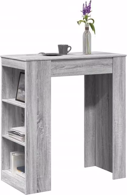Berkfield Home Bar Table with Racks in Grey Sonoma, W/D/H: 95 x 47 x 103.5 cm