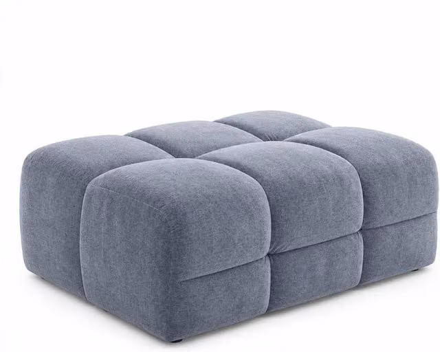 Furnishings For Less UK Jenson Grey Large Plush Velvet Rectangular Ottoman Footstool W/D/H: 120 x 80 x 45 cm