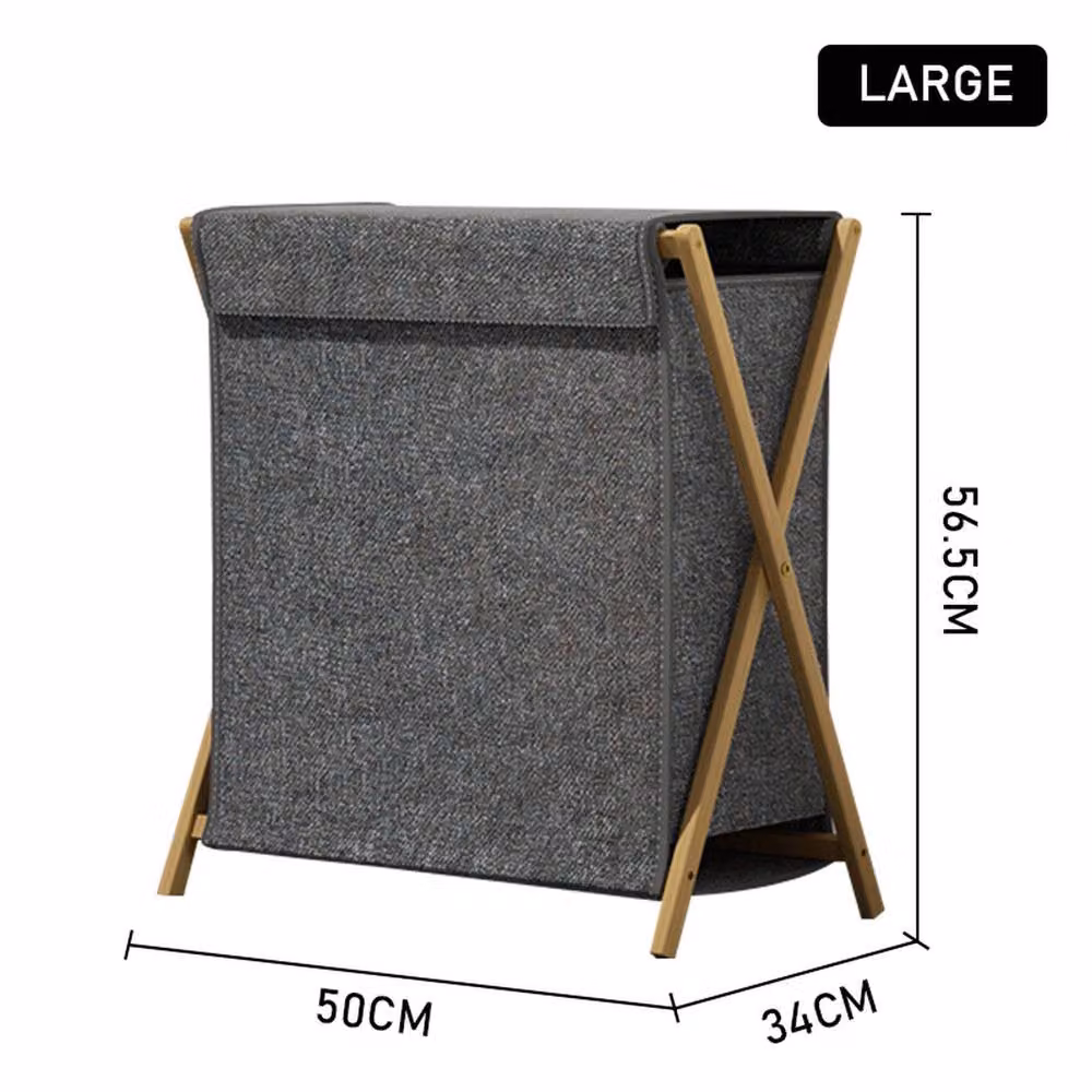 Garden Sanctuary Collapsible Fabric Laundry Basket in Grey – 2