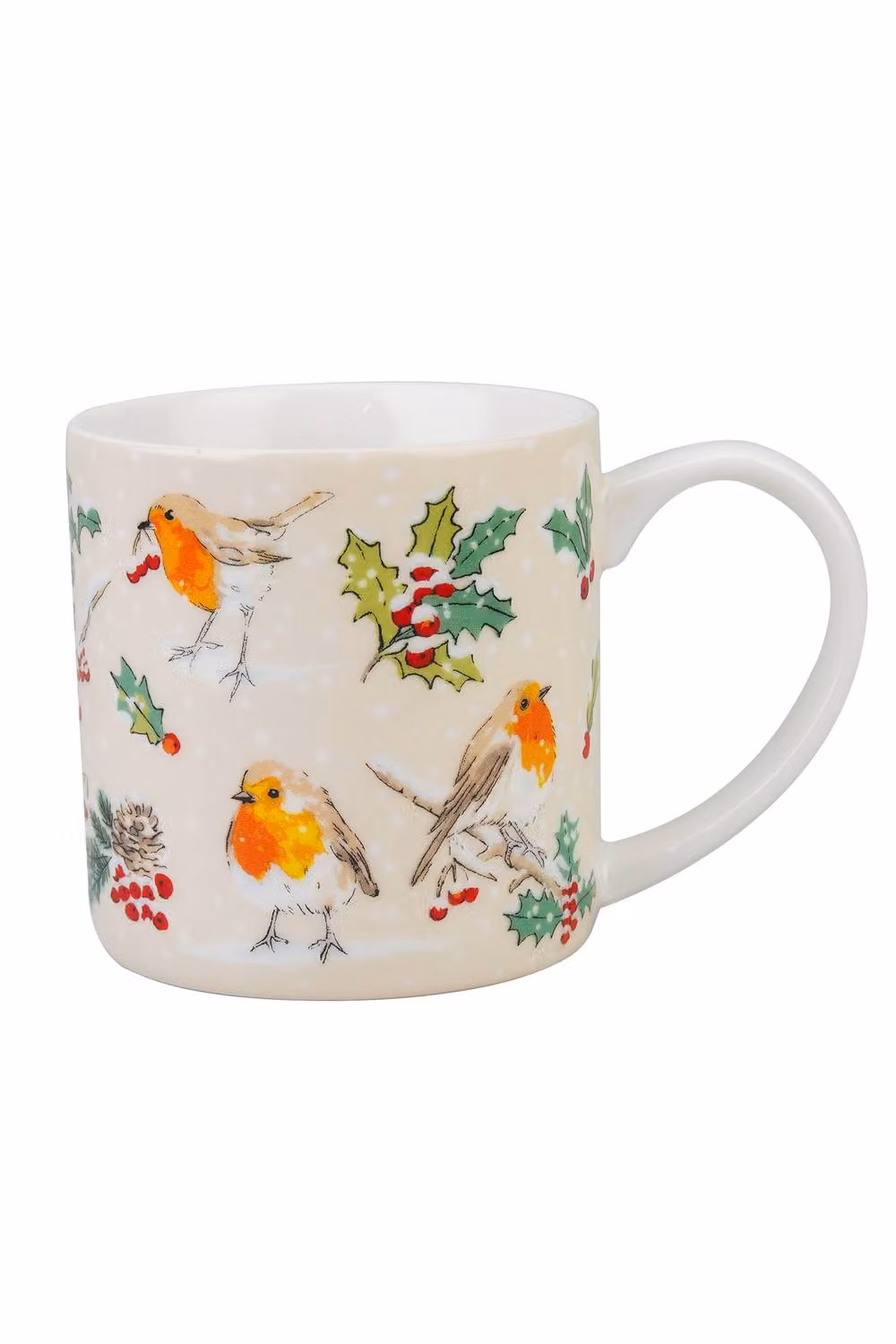 Ulster Weavers Christmas Robins Festive Print Porcelain Mug in Beige and Multicolour – 2