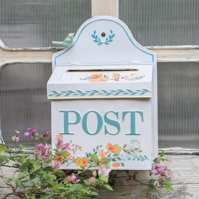 All Chic Vintage Metal Wall Mounted Mail Box in White