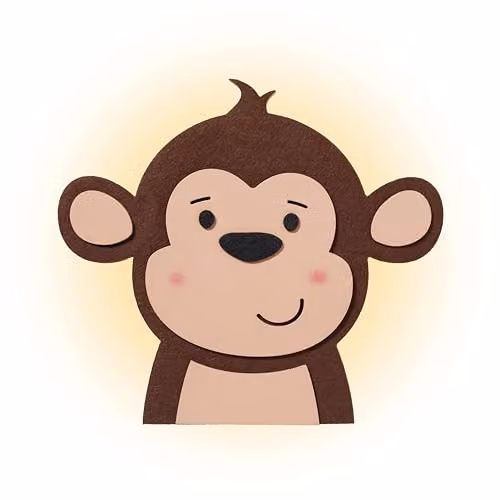 Lights4fun Battery Operated Dimmable LED Monkey Wall Light in Brown Wood for Children's Bedrooms and Nurseries with Remote and Timer, 25 cm – 3