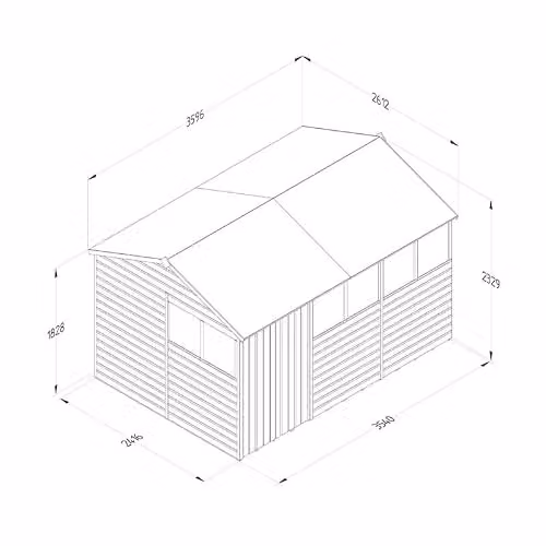 Forest Garden Brown Wooden Reverse Apex Shiplap Shed with 6 Windows and Double Doors W/D/H: 365.78 x 365.78 x 243.84 cm – 3