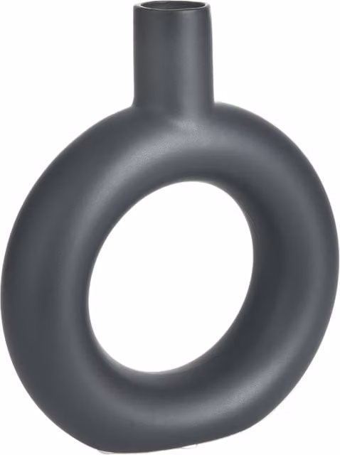 Homerepublic Modern Donut Porcelain Tabletop Vase in Black