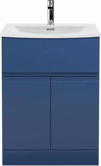 Balterley Mavesyn 2 Door 1 Drawer Freestanding Vanity Basin Unit, Blue, Width: 60 cm