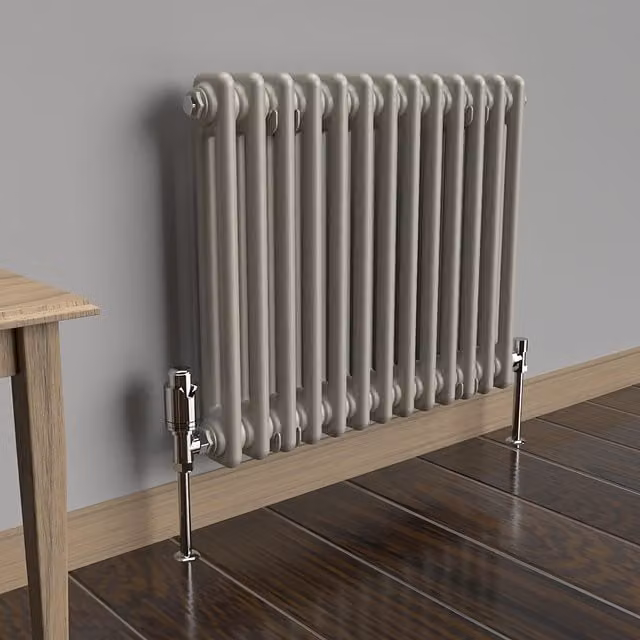 Lux Heat Horizontal 2 Column Steel Radiator in Grey, W: 50.0 cm, H: 60.5 cm