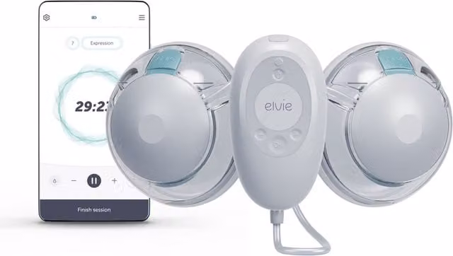 Elvie Stride 2 Double Electric Breast Pump, White, Hospital Grade, Rechargeable