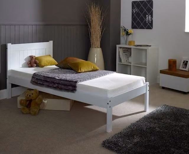 Rest Relax Carlton White Solid Pine Wooden Bed Frame W/D/H: 90 x 200 cm – 1
