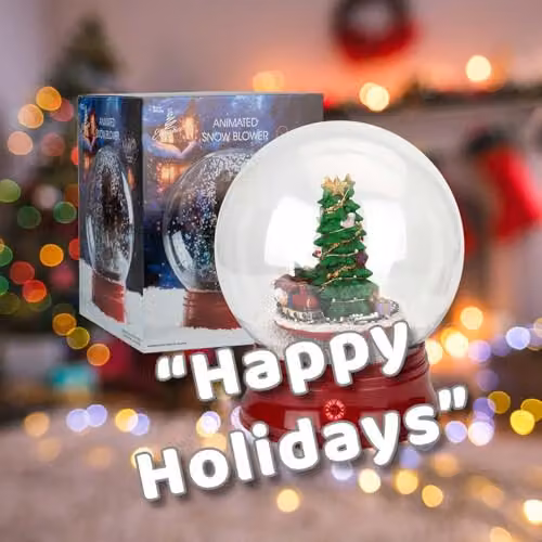 VFM e-Store Christmas Snow Globe Light Up Blower Train Decoration in White and Multicolour, W: 31 cm, D: 25 cm – 4