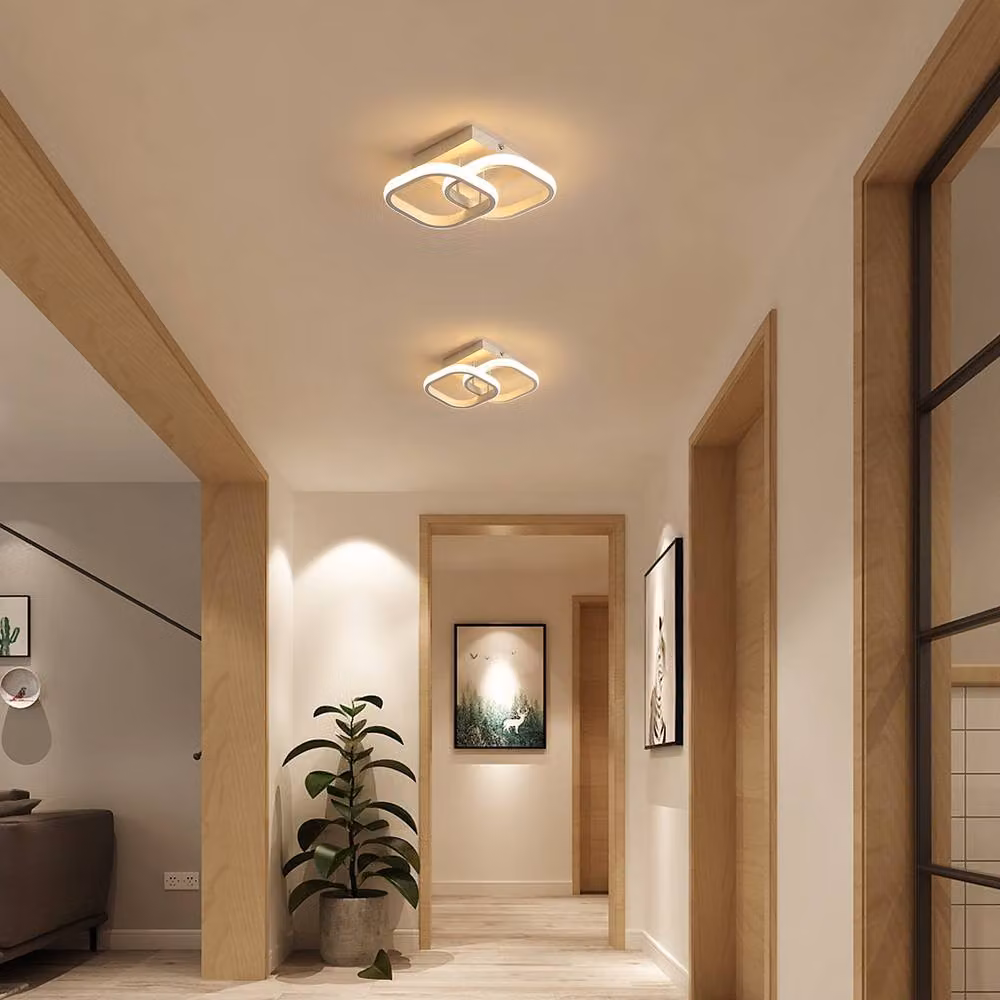 Pheashine Modern Square LED Ceiling Light 22W, Warm White 3000K, White and Black – 3