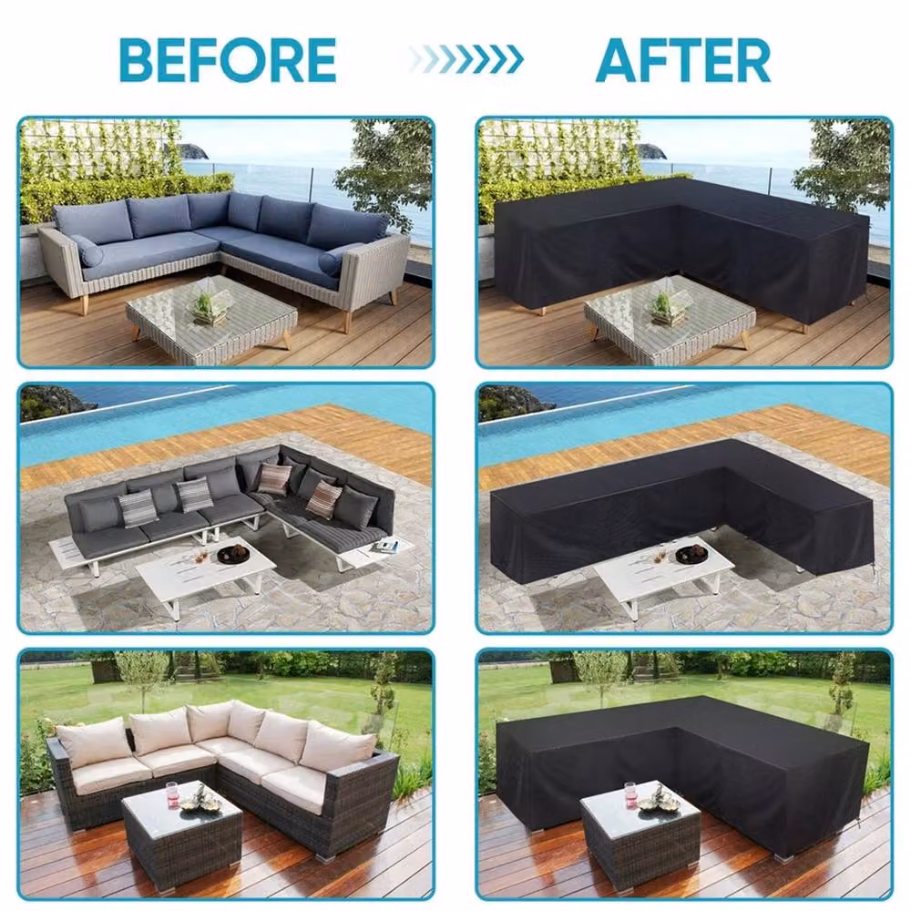 Nordara Waterproof L-Shape Garden Furniture Cover in Black, 215 cm – 3