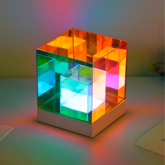 Komore Cube Luminaire Auto-Changing Ambient RGB Light in White and Multicolour