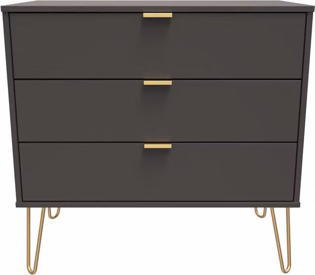 Ready Assembled 2 U Fuji 3 Drawer Chest in Dark Grey