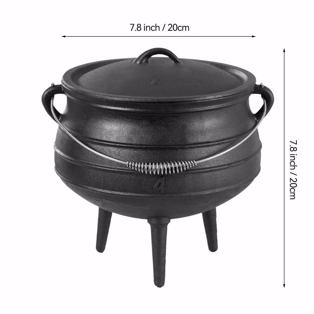 Living and Home 3L Black Cast Iron Potjie Pot Casserole with Lid and Legs for Outdoor Cooking – 5