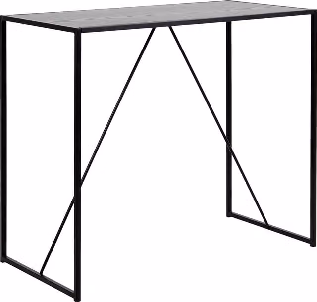 Furniture To Go Seaford Modern Black Metal Bar Table with Black Ash Top