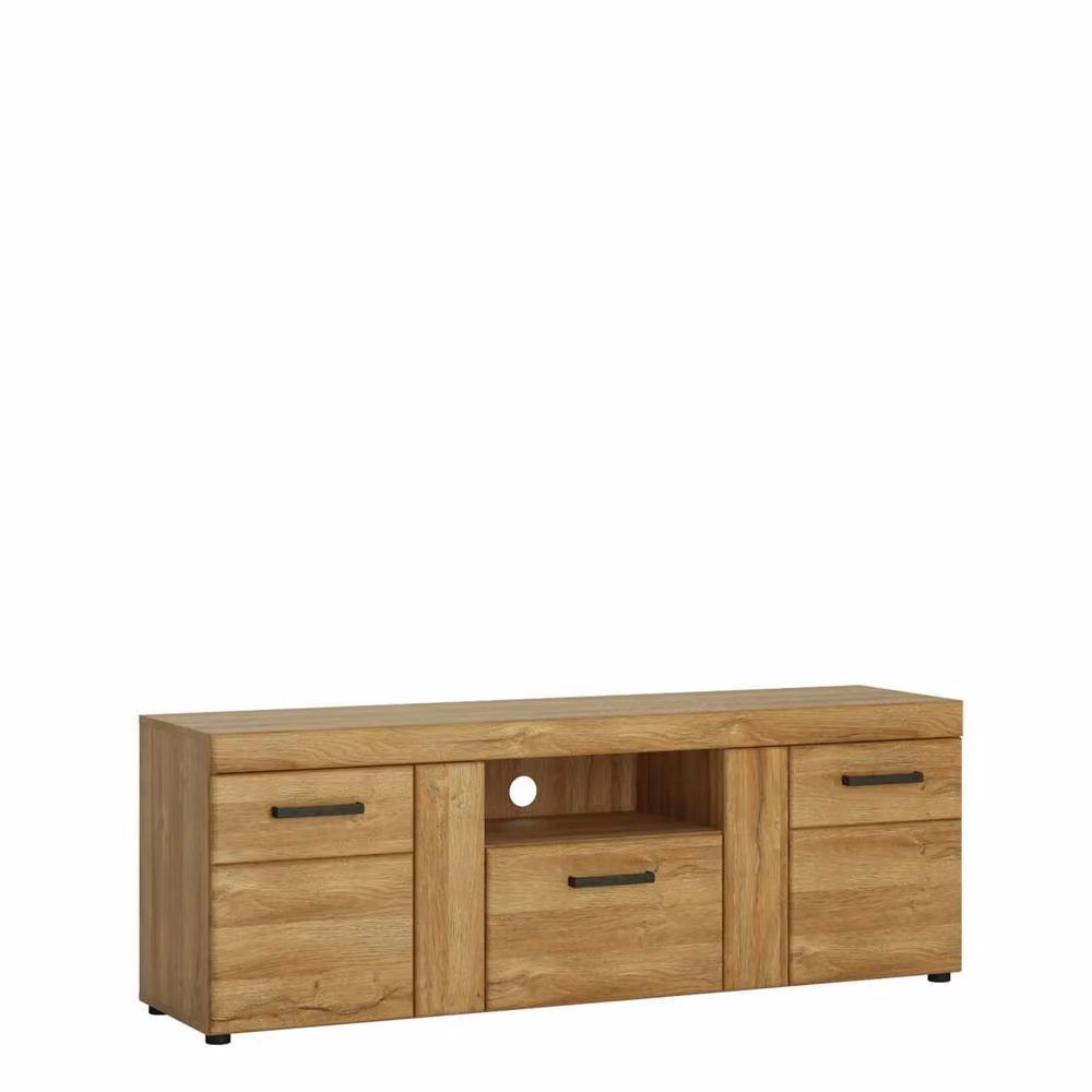 Wyld Haus Cortina 2 Door 1 Drawer TV Cabinet in Grandson Oak, Natural Brown/Sand, W: 157.0 cm, H: 45.8 cm, D: 40.9 cm – 2