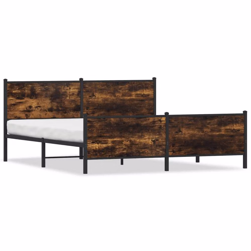 Berkfield Home Metal Bed Frame in Smoked Oak Brown, W/D/H: 180 x 200 cm Super King – 3