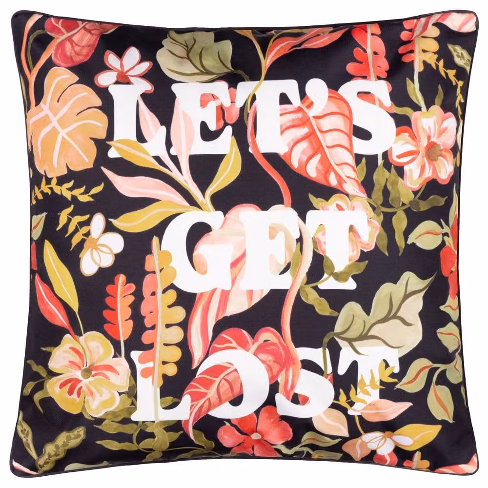 furn Tropical Bloom Let's Get Lost Outdoor Decorative Cushion, Black and Multicolour, W/D/H: 45 x 45 x 45 cm – 2