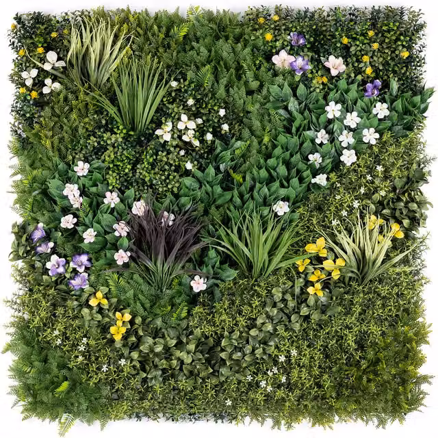 Christow Artificial Spring Bloom Floral Living Wall, 4 Piece Set, Green