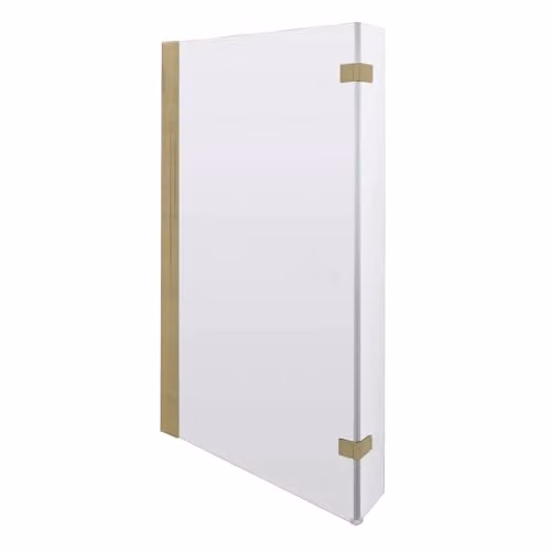 Nes Home Reversible L-Shape Bath Screen in Clear 6mm Tempered Glass with Brushed Gold Finish – 3