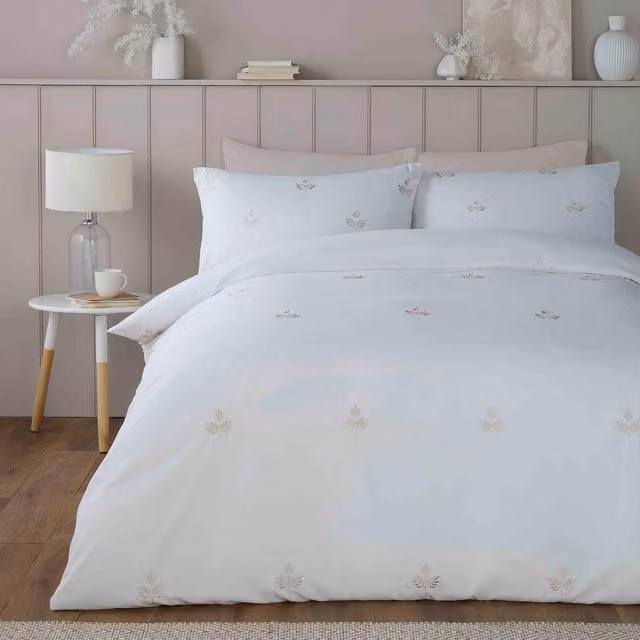 Ulster Weavers Serene Floral Embroidered Duvet Cover and Pillowcase Set, White, W/D/H: 260 x 220 x 200 cm