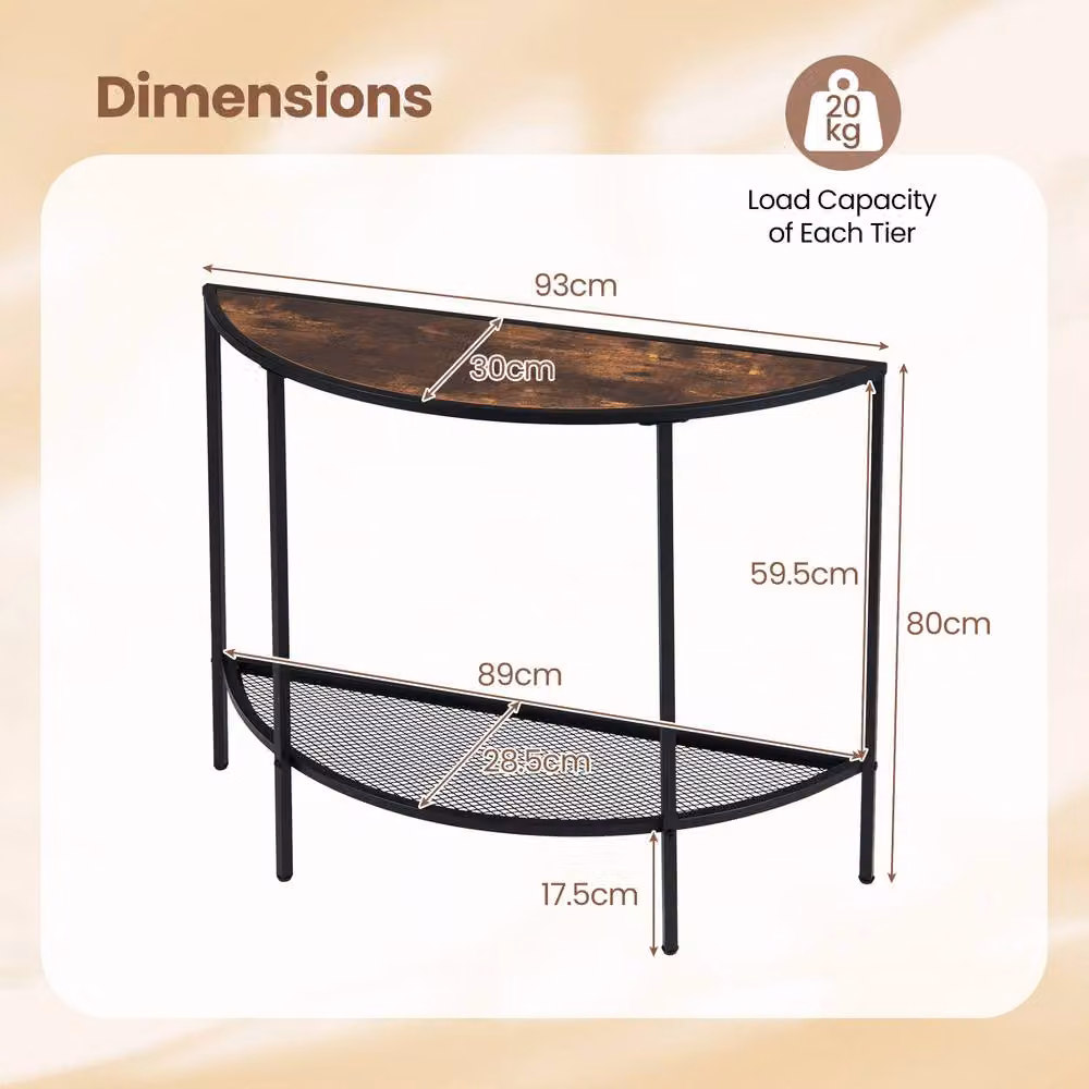 Costway 2 Tier Narrow Entryway Table with Storage Shelf in Brown – 2