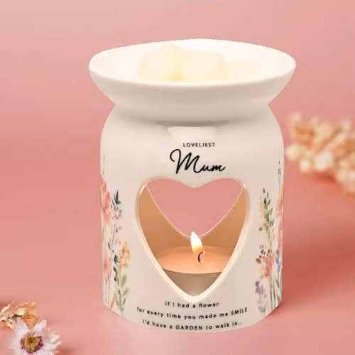 Widdop and Co Cottage Garden Ceramic Wax Melt Burner with Sentiment Wording in Multicolour and White – 2