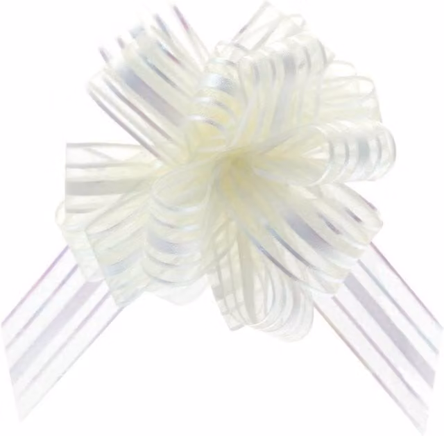 KDMD Ivory Organza Pull Bows, 31mm, 12 Pack