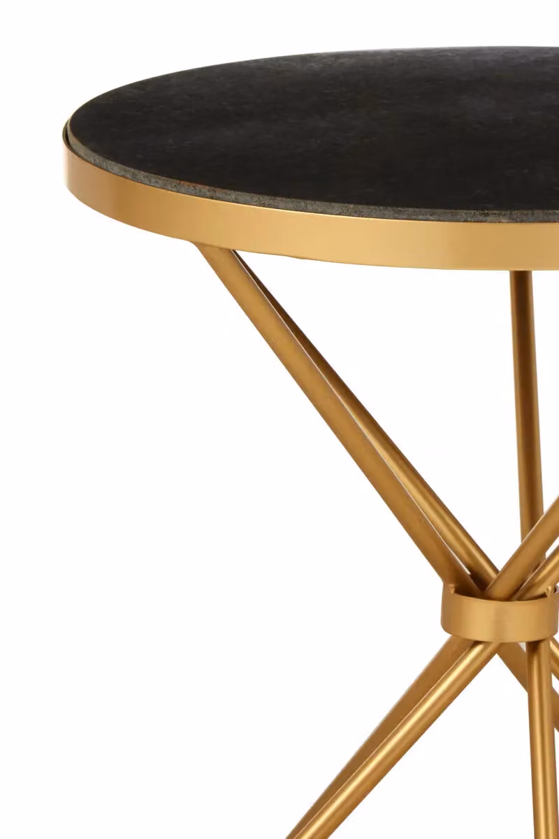 Orsina Round Black Marble Top Side Table with Gold Metal Frame, W/D/H: 46 x 46 x 51 cm – 2