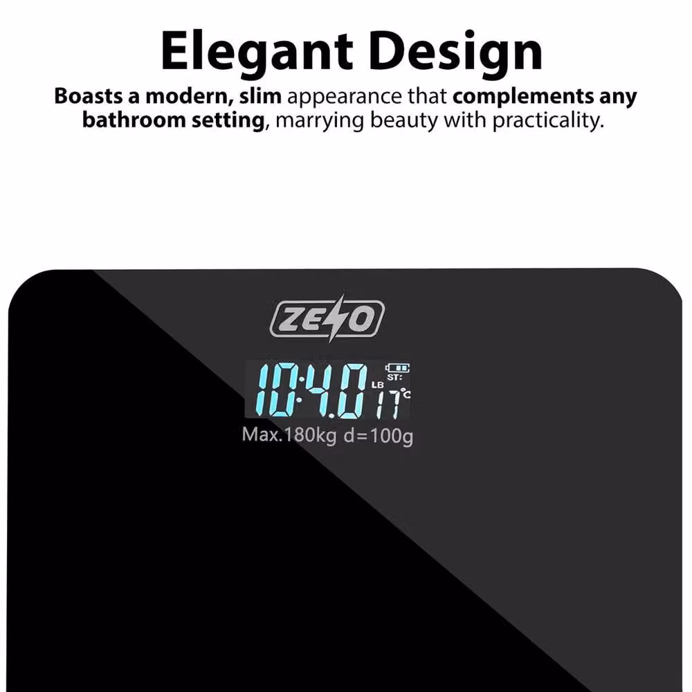 NESTLUNE Black Digital LCD Electronic Personal Body Scales with Glass Surface – 3