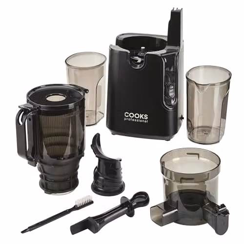 Cooks Professional Black Cold Press Slow Juicer with 1.8L Hopper and Wide XL Feeding Chute – 6