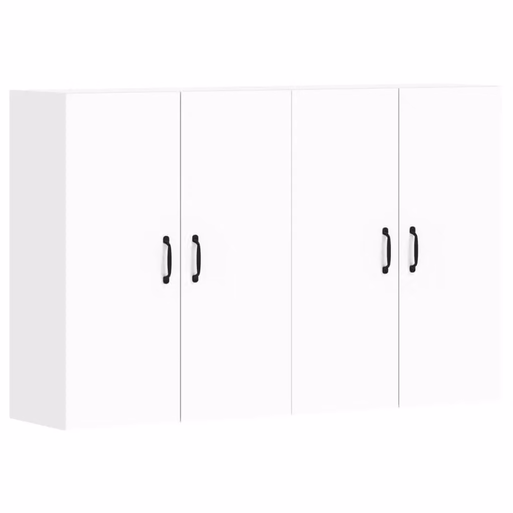 Berkfield Home Set of 2 White Matt Wall Mounted Cabinets with Hinged Doors and Internal Shelves – 2