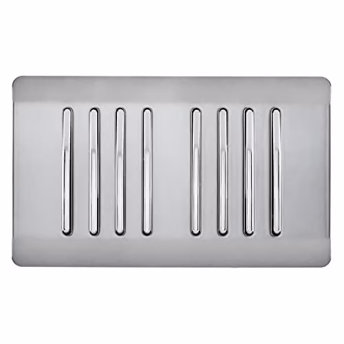 Trendi Modern 8 Gang 2 Way Flush Plate Light Switch in Silver Stainless Steel