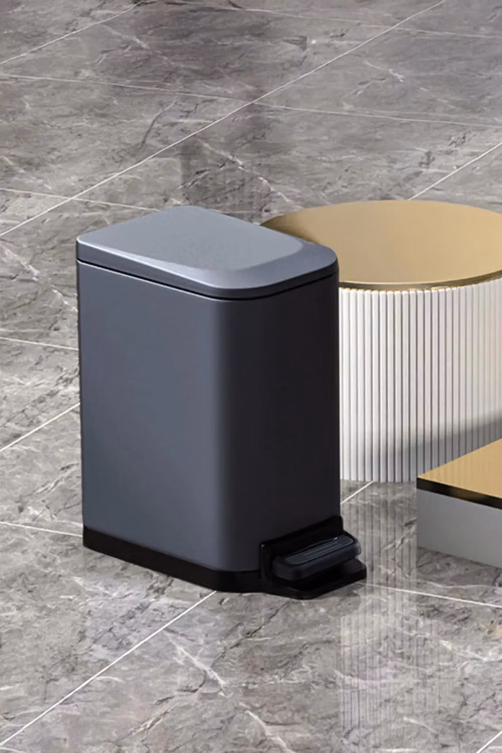Living and Home 6L Stainless Steel Trash Bin with Soft-Close Foot Pedal and Removable Inner Bucket, Black – 3