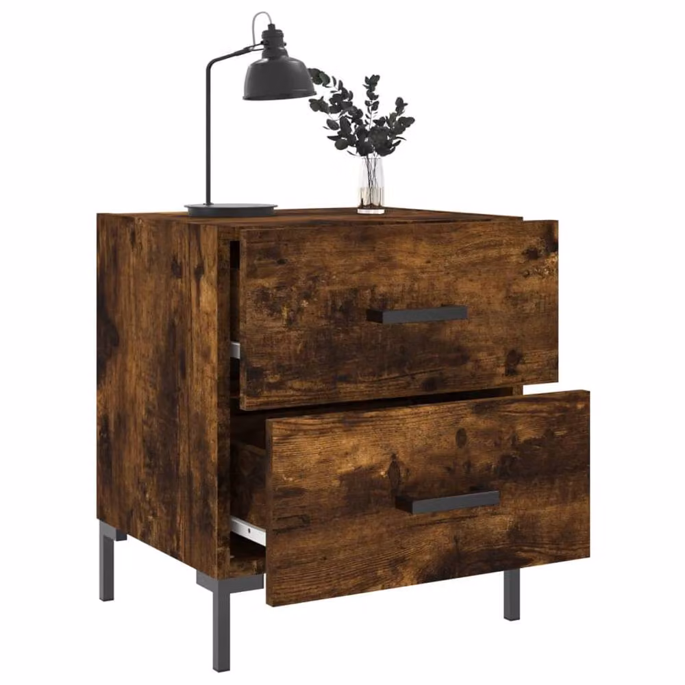 Berkfield Home Modern Bedside Cabinets, 2 Piece Set in Smoked Oak Brown, W/D/H: 40 x 35 x 47.5 cm – 3
