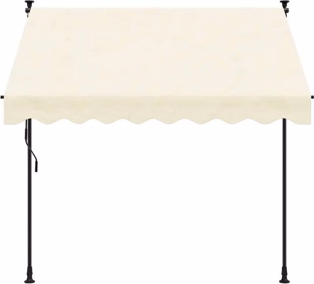 Berkfield Home Manual Retractable Folding Arm Awning in Beige Polyester and Steel, W/D/H: 250 x 150 x 150 cm
