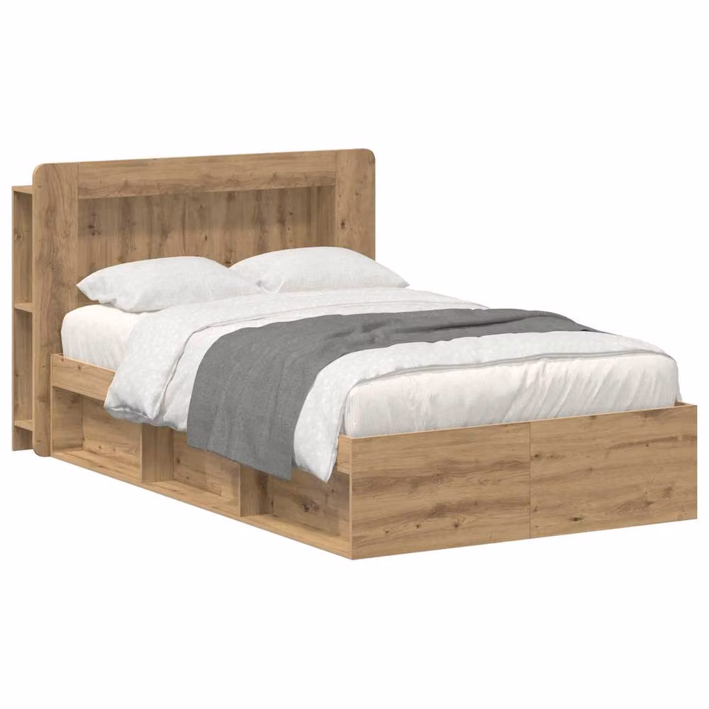 Berkfield Home Artisan Oak Bed Frame with Storage Drawers, Brown, W/D/H: 120 x 200 x 35 cm – 2
