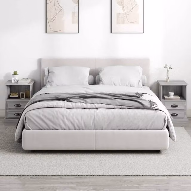 Berkfield Home Elegant Bedside Cabinets, 2 Piece Set, Grey Sonoma, W/D/H: 43 x 36 x 60 cm