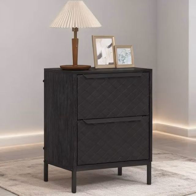 ERGOVEXA Modern Black Chest of Drawers with 2 Fabric Drawers, W/D/H: 54 x 30 x 40 cm