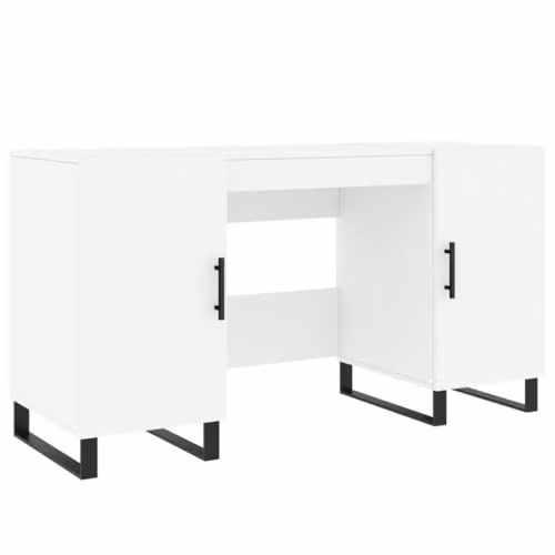 vidaXL Modern White Writing Desk in Engineered Wood W/D/H: 140 x 50 x 75 cm