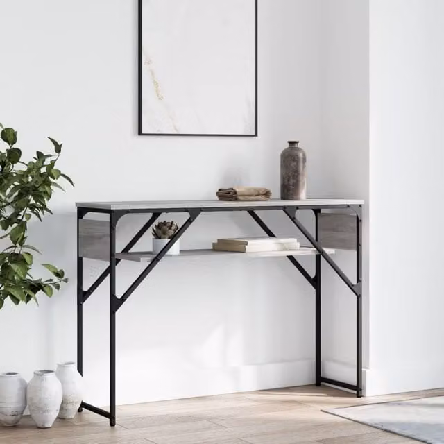 Berkfield Home Console Table with Shelf in Grey Sonoma, W/D/H: 105 x 30 x 75 cm – 1