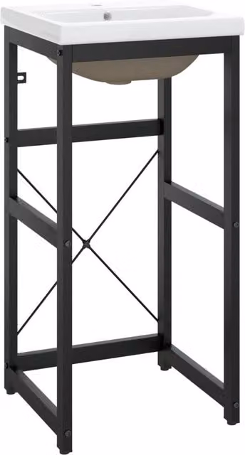 Berkfield Home Modern Bathroom Washbasin Frame with Built-in Ceramic Basin in Matt Black